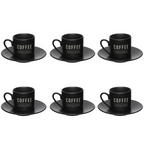 Jogo de Xícara Café  de Porcelana Etilux Manhattan 6 Peças Preto