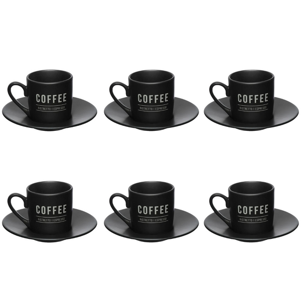 Jogo de Xícara Café  de Porcelana Etilux Manhattan 6 Peças Preto
