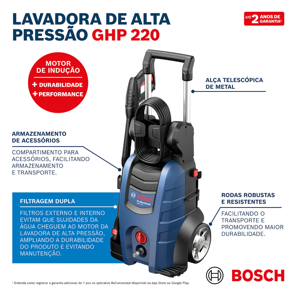 Lavadora de Alta Pressão Bosch GHP 220 Motor de Indução 2200 PSI 220V