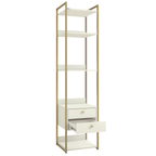 Armário Industrial Closet LI050 Kappesberg 48cm 5 Prateleiras 2 Gavetas Off White e Dourado