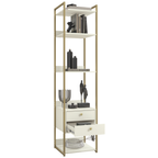 Armário Industrial Closet LI050 Kappesberg 48cm 5 Prateleiras 2 Gavetas Off White e Dourado