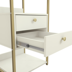 Armário Industrial Closet LI050 Kappesberg 48cm 5 Prateleiras 2 Gavetas Off White e Dourado