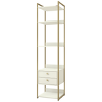 Armário Industrial Closet LI050 Kappesberg 48cm 5 Prateleiras 2 Gavetas Off White e Dourado