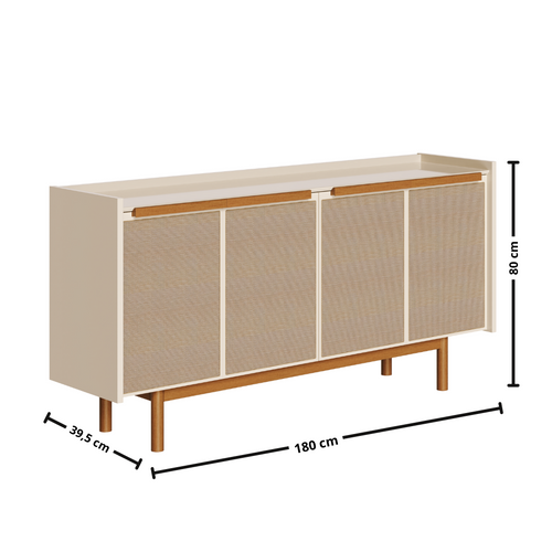 Balcão Buffet Dune Imcal 180cm 4 Portas Off White