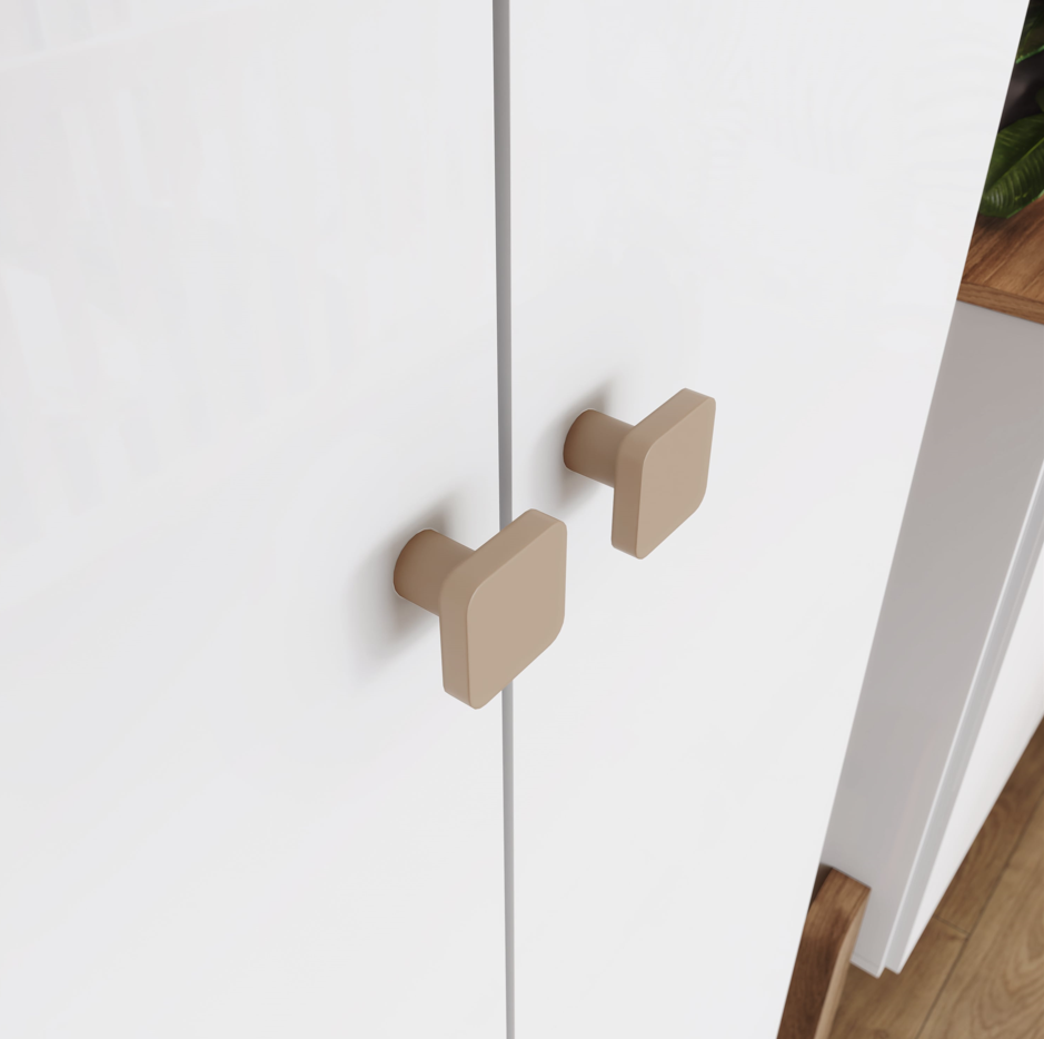 Roupeiro Ternura Henn 142cm 4 Portas 2 Gavetas Branco e Jequitibá