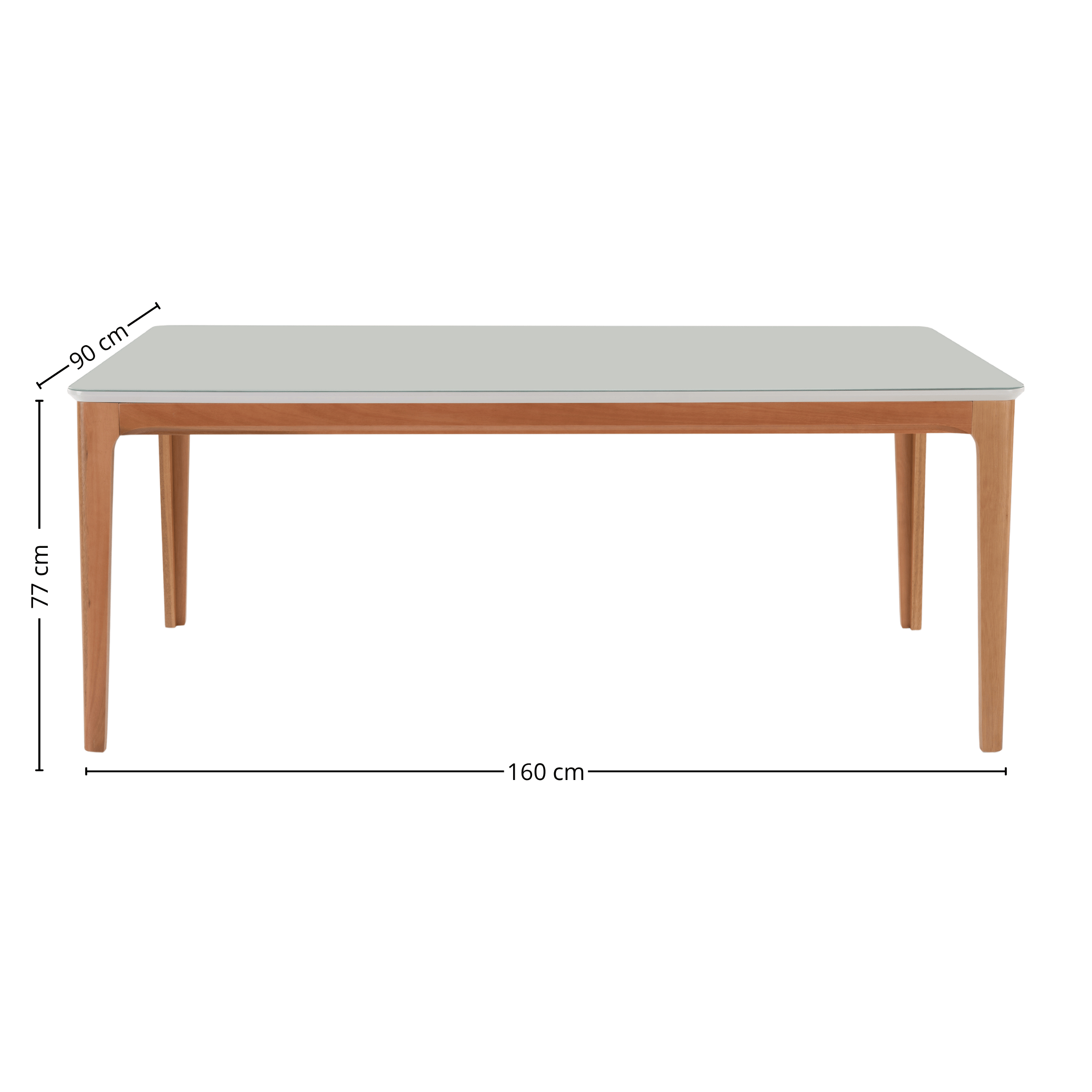Mesa Retangular Betina Artsoli 160x90cm Tampo de Vidro Off White
