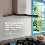 Coifa de Parede Fischer Infinity 90cm Controle por Gesto Inox 220V