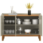 Balcão Buffet Flip Patrimar 123cm 3 Portas Off White e Cinamomo