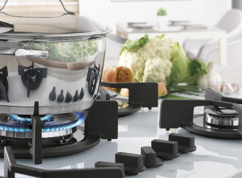 Cooktop à Gás Fischer 5 Bocas Infinity Tripla Chama 26298-62470 Grades em Ferro Fundido Vidro Branco Bivolt