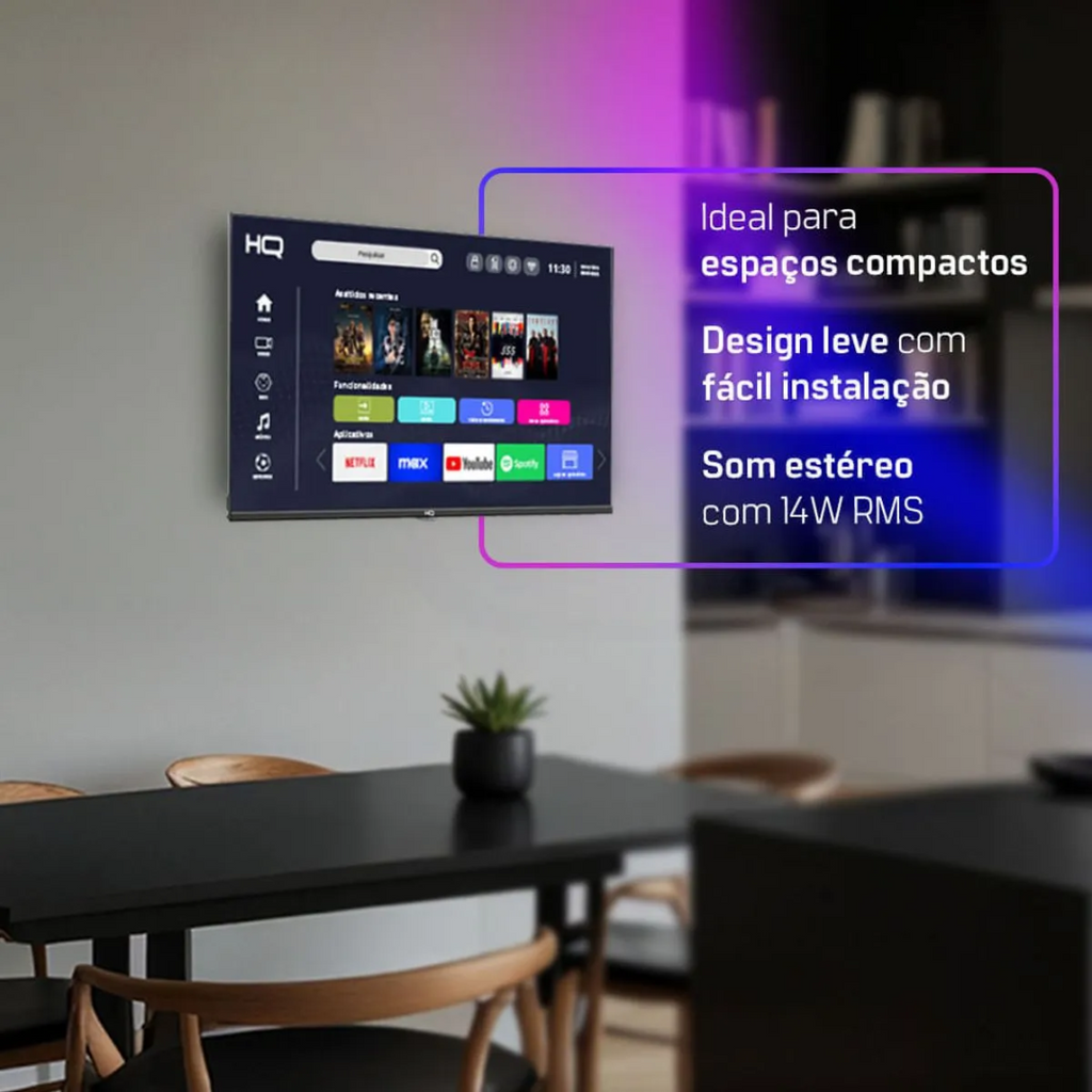 Smart TV LED 32" HD HQ Frameless Slim Android Bivolt