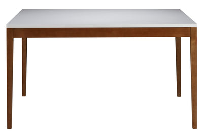 Mesa Retangular Duo Artsoli 120x80cm Castanho Claro Tampo com Vidro Off White