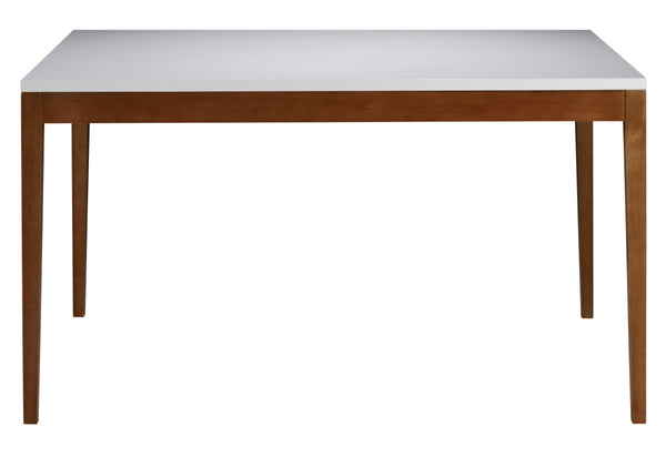 Mesa Retangular Duo Artsoli 120x80cm Castanho Claro Tampo com Vidro Off White