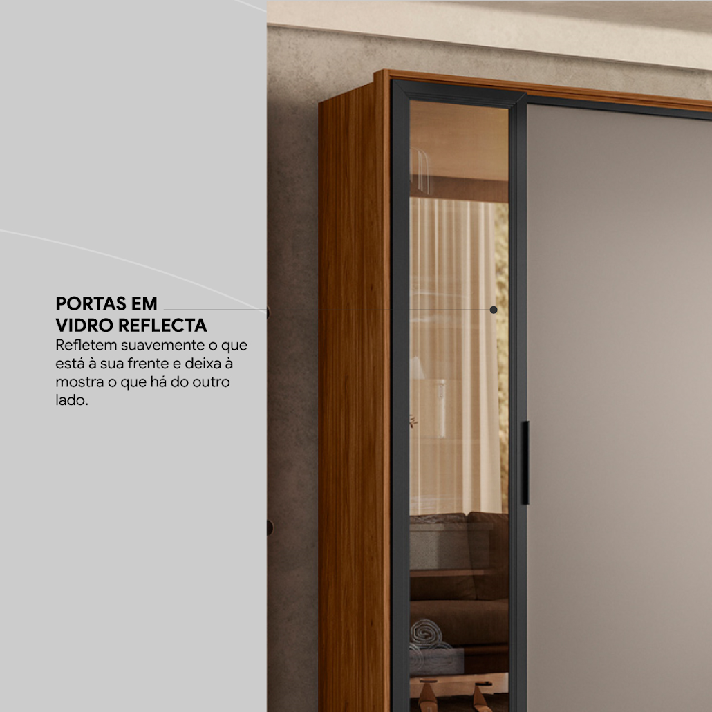 Roupeiro Laredo Demóbile 267cm 4 Portas 4 Gavetas Flex Nogueira/Nude