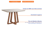 Mesa Retangular Bennett Província 115x90cm Natural Tampo com Vidro Off White