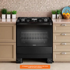 Fogão 5 bocas Mueller MFV5BF com Mesa de Vidro e Grades de Ferro Fundido Preto 220V