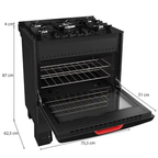Fogão 5 bocas Mueller MFV5BF com Mesa de Vidro e Grades de Ferro Fundido Preto 220V