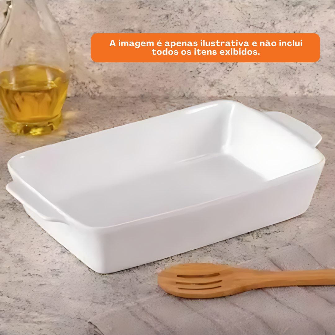 Refratário de Porcelana Coliseu Basic com Alça Branco