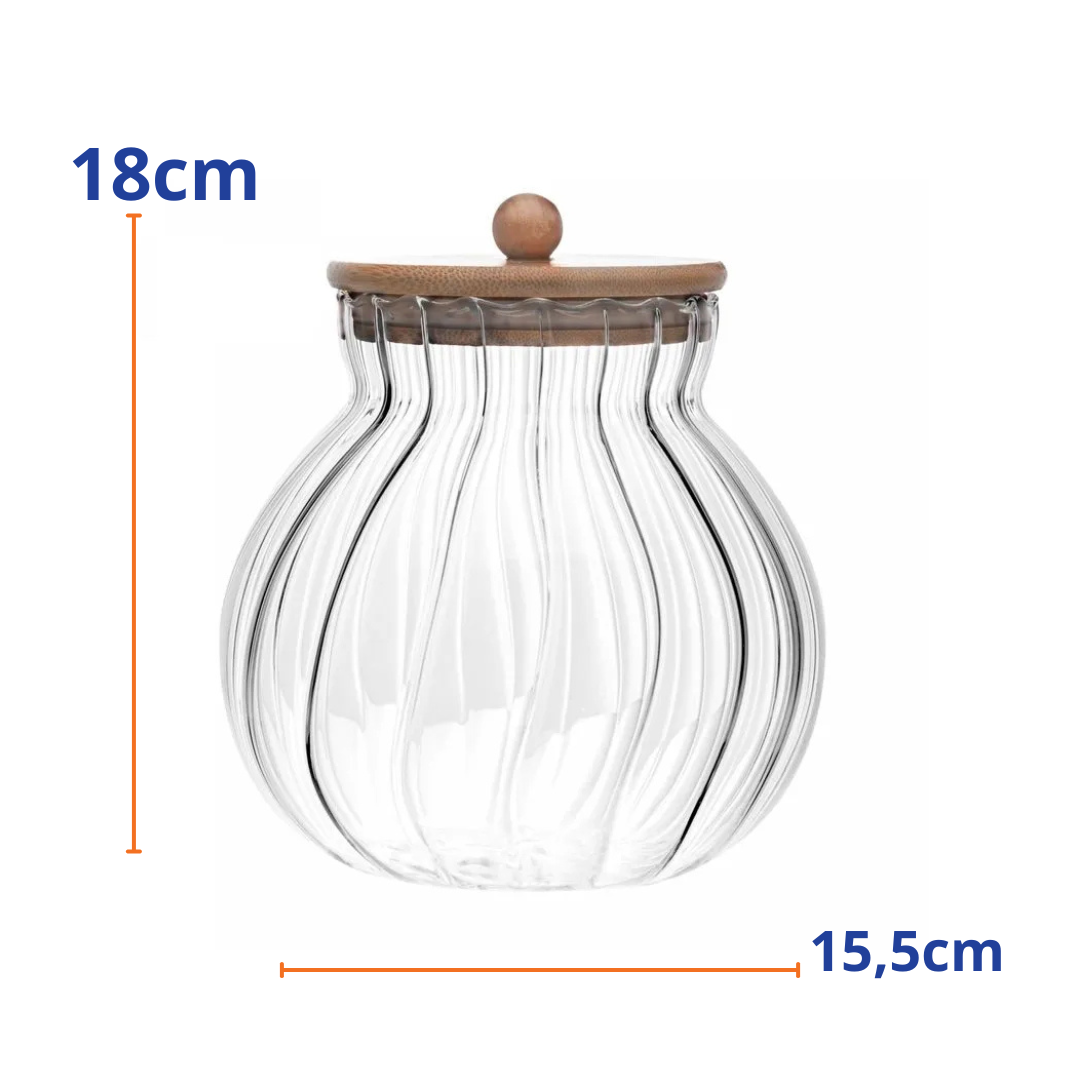 Pote Hermético de Vidro  Rojemac Classic com Tampa de Bambu 1,5L