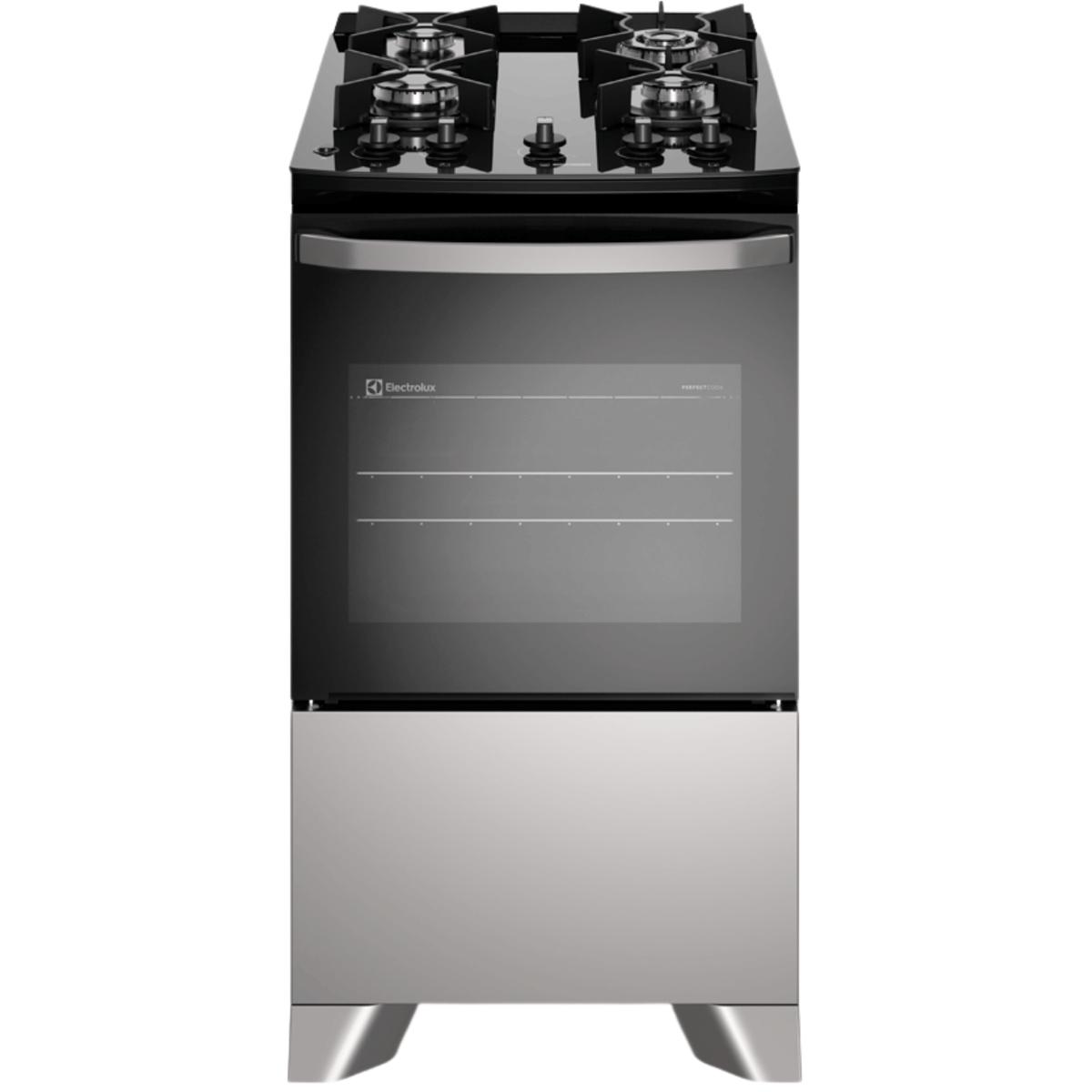 Fogão 4 Bocas Electrolux Efficient FE4GG Piso Mesa de Vidro Tripla Chama PerfectCook Cinza Bivolt