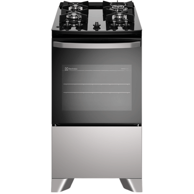 Fogão 4 Bocas Electrolux Efficient FE4GG Piso Mesa de Vidro Tripla Chama PerfectCook Cinza Bivolt