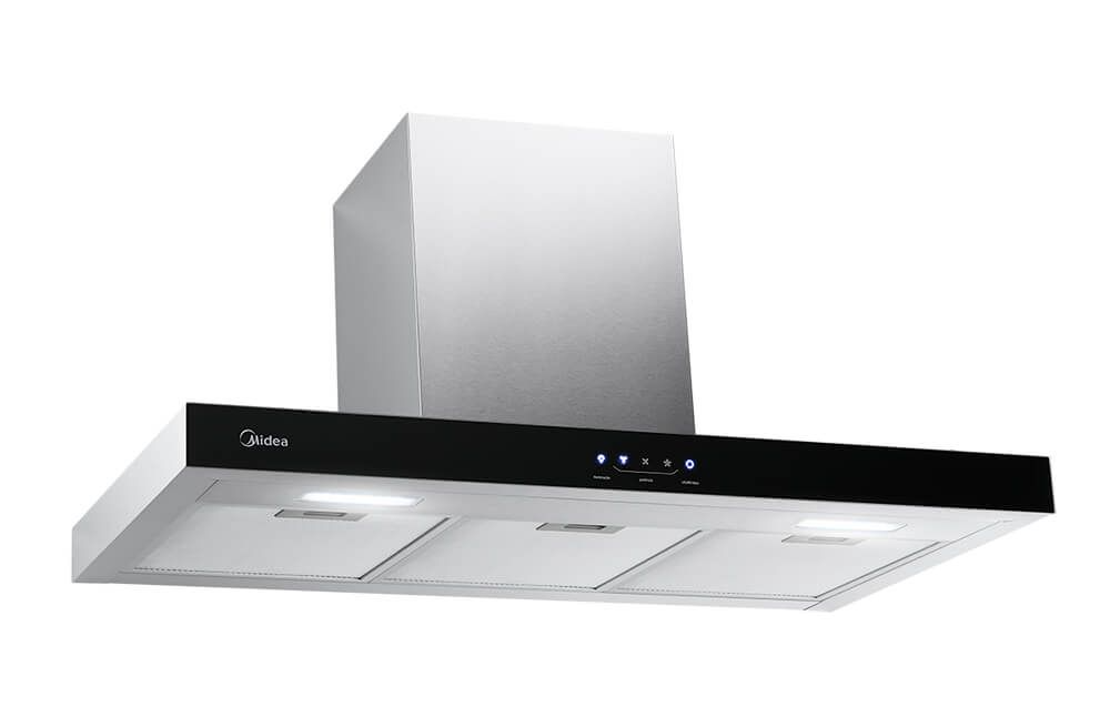 Coifa Midea 90cm de Parede Painel ProTouch com Vidro Preto RTA92 Inox/Preto 220V