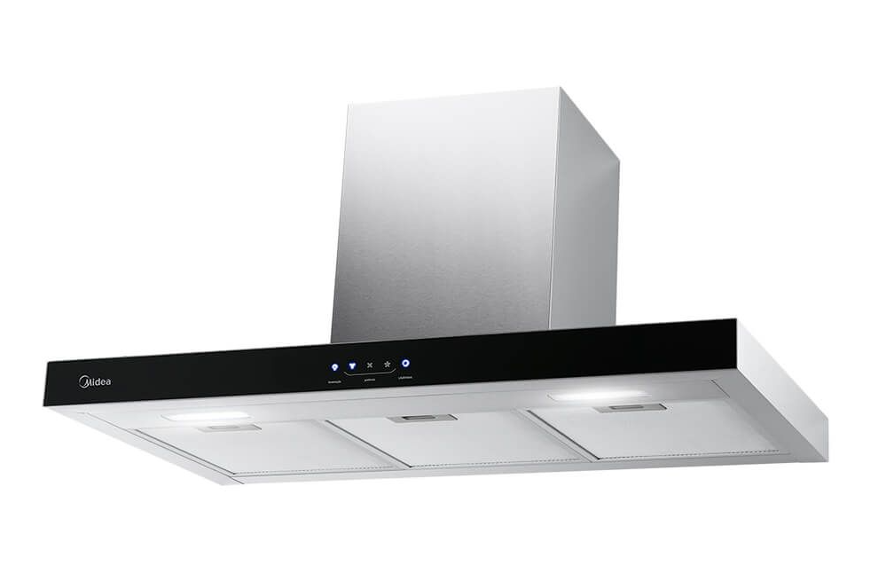Coifa Midea 90cm de Parede Painel ProTouch com Vidro Preto RTA92 Inox/Preto 220V
