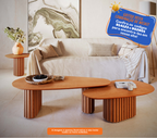 Mesa de Centro Living Orgânica Imcal 120x37 Pé Ripado  Nature