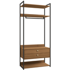 Armário Industrial Closet LI047 Kappesberg 89cm Cabideiro 2 Gavetas Canela e Preto Fosco