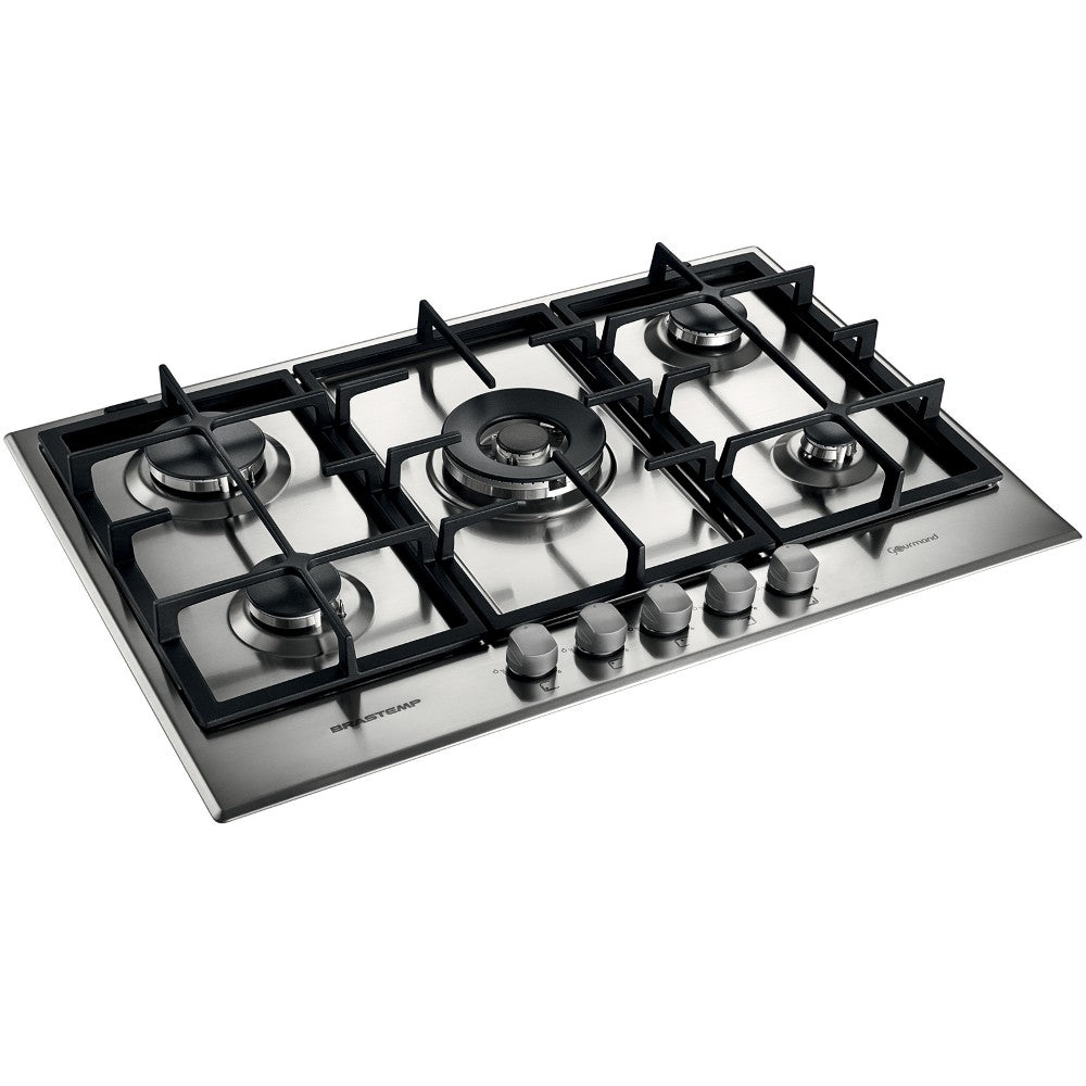 Cooktop à Gás Brastemp 5 Bocas Gourmand BDK75DR Inox 220V