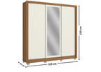 Roupeiro CB07M570 Kappesberg 223cm 3 Portas Flex com Espelho Canela e Off White
