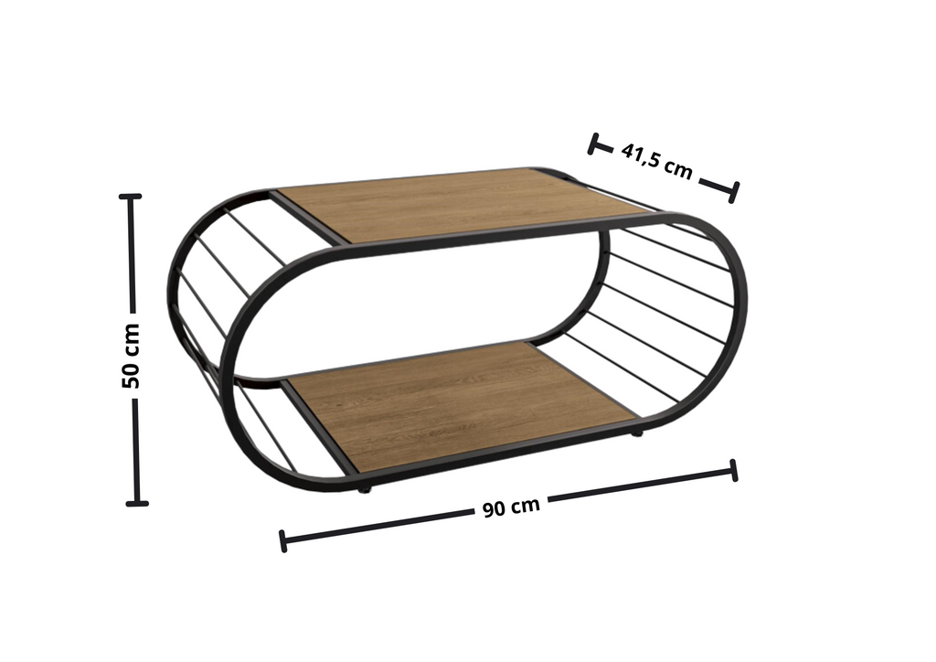 Mesa de Centro Retangular Kappesberg 90x50 Freijó e Preto