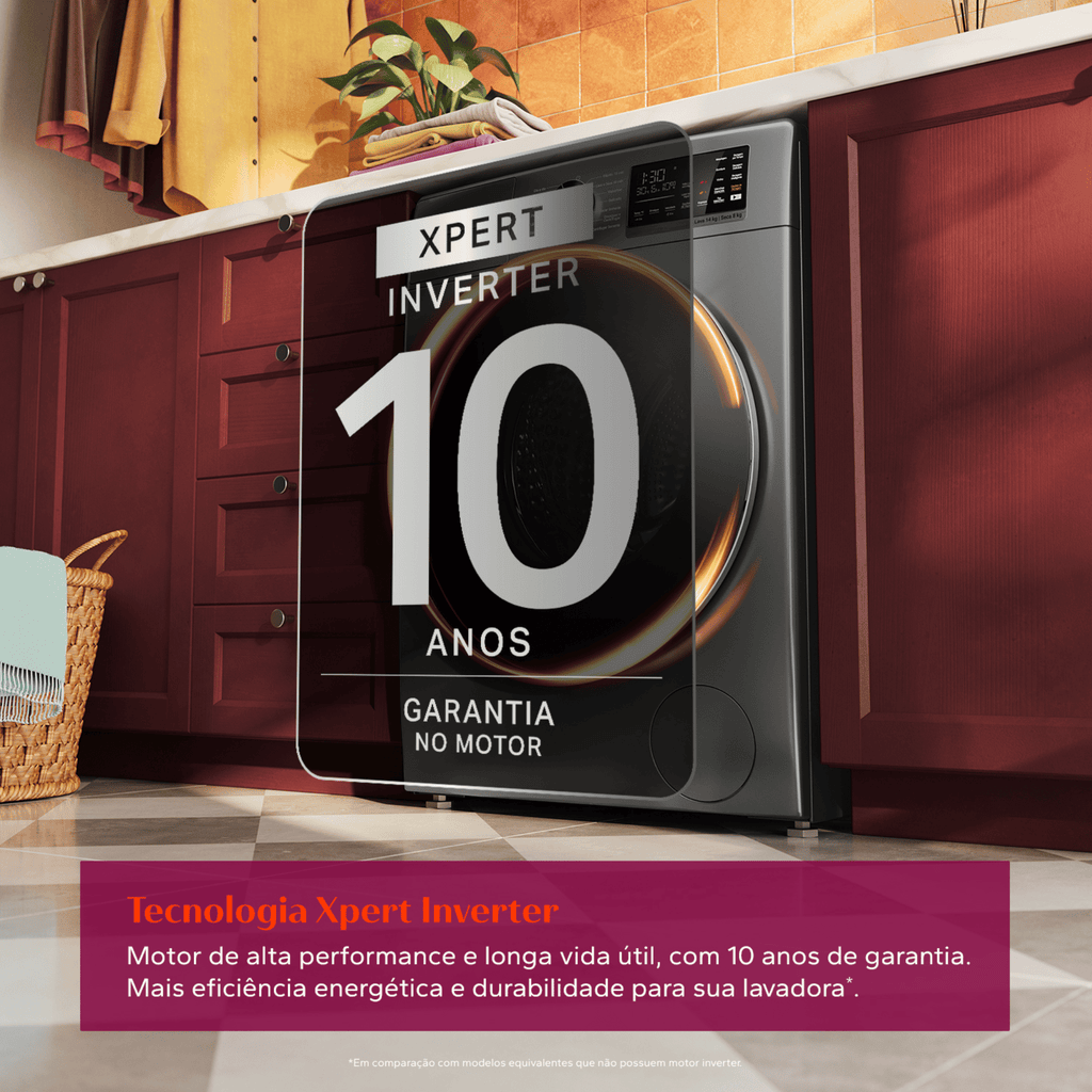 Lava e Seca Brastemp 14kg B= Smart BNO14AS Inverter Titanium 220V