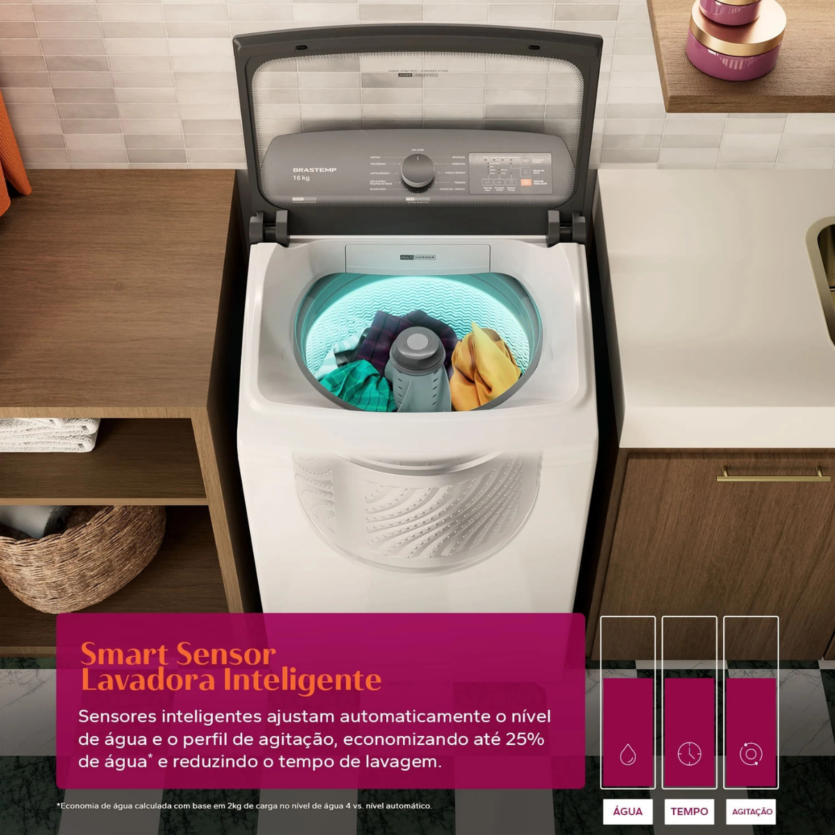 Lavadora de Roupas Brastemp Advanced 16Kg BWF16AB Cesto Inox Ciclo TiraManchas Branco 220V