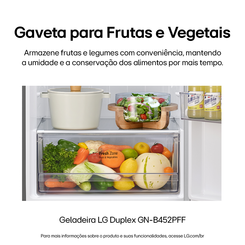 Refrigerador LG 461L Duplex Inverter Inox 220V