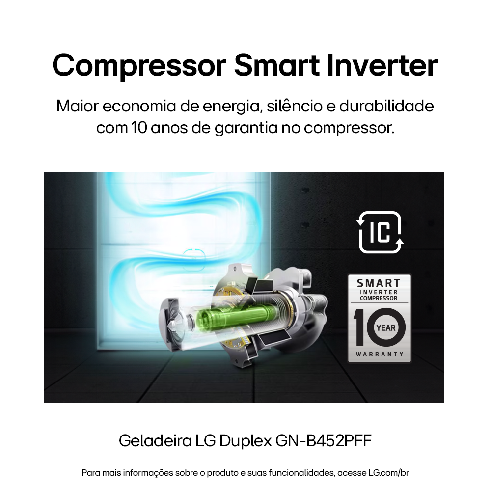 Refrigerador LG 461L Duplex Inverter Inox 220V