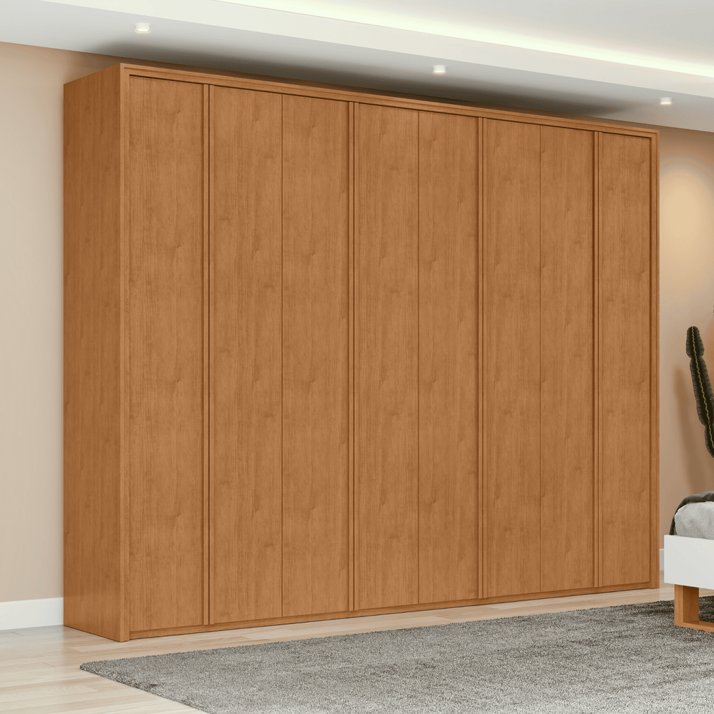 Roupeiro Ergon Lopas 8 Portas 270cm 100% MDF Amêndoa Clean