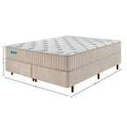 Conjunto Cama Box Maze Queen Ecoflex 158x198x67cm Espuma Spring Foam Boucle Bege