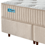 Conjunto Cama Box Maze Queen Ecoflex 158x198x67cm Espuma Spring Foam Boucle Bege