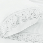 Jogo de Roupa de Cama Queen 4 Peças Hedrons Rendas Toque de Algodão  Branco