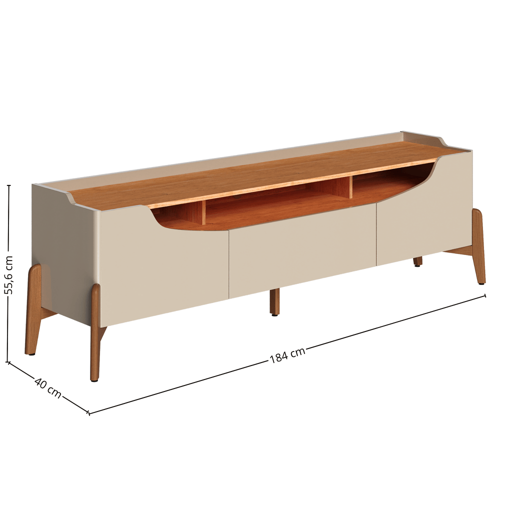 Rack Imcal Studio 180cm 2 Portas 1 Gaveta Off White e Nature