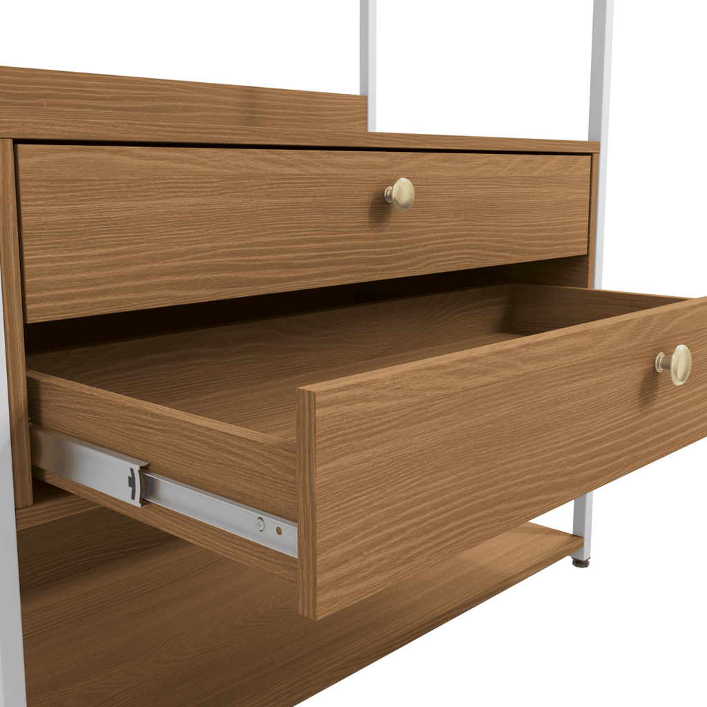 Armário Industrial Closet LI049 Kappesberg 89cm 5 Prateleiras 2 Gavetas Canela e Branco