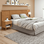 Cabeceira Like Extensível com Mesa Lopas Casal/Queen Amêndoa Clean