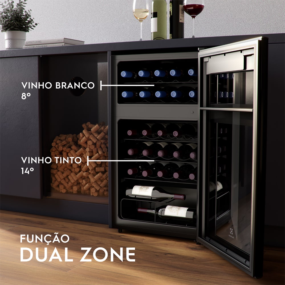 Adega Electrolux 29 Garrafas WDF29 com Dual Zone Preto 220V