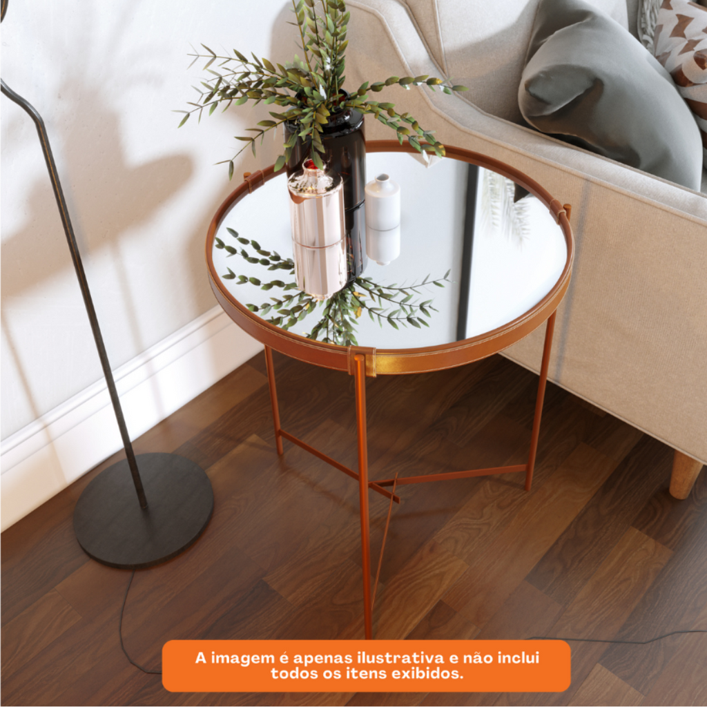 Mesa Lateral Aqua com Espelho Imcal 57x70 Cobre