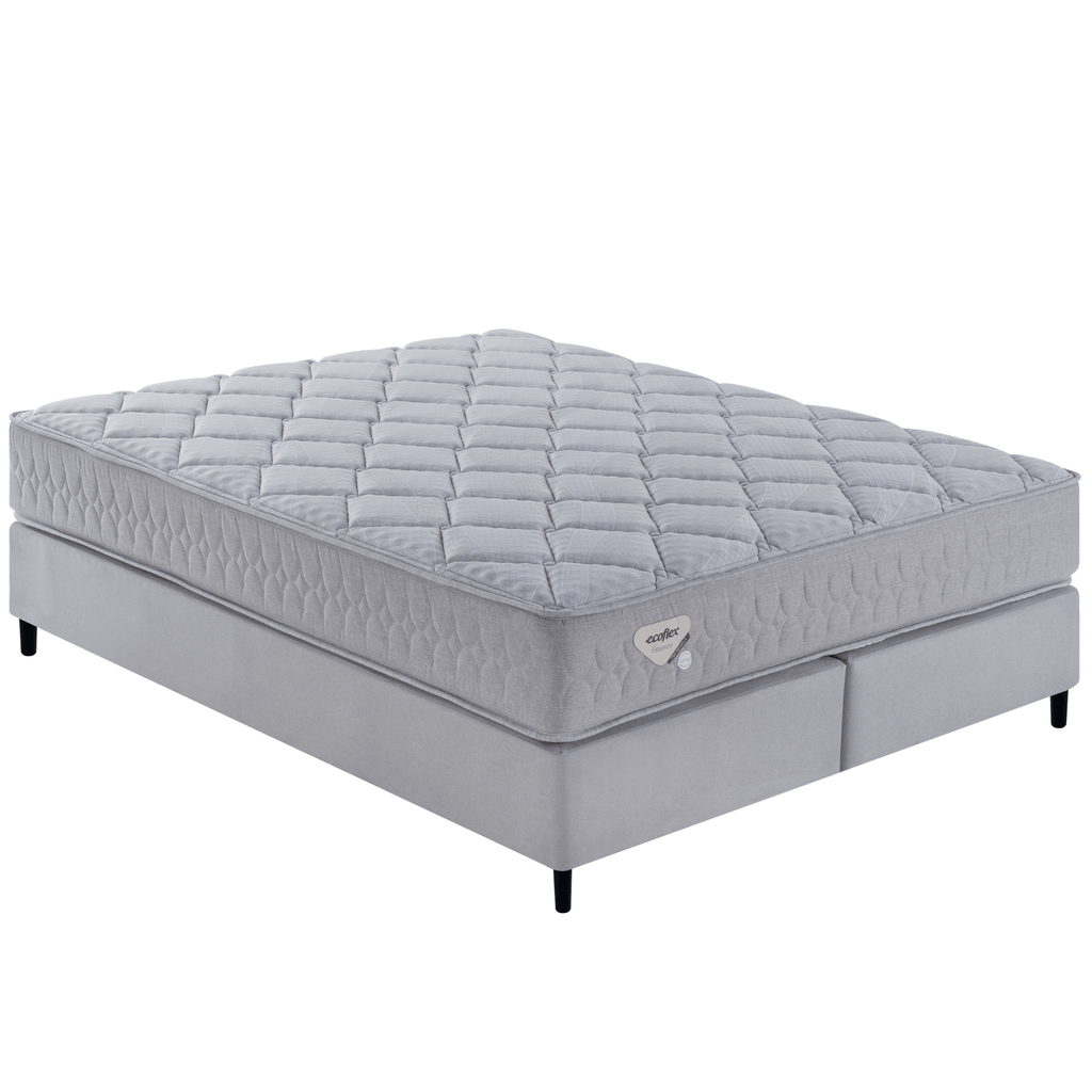 Conjunto Cama Box High Density II Queen Ecoflex 158x198x57cm Molas Superlastic Prata