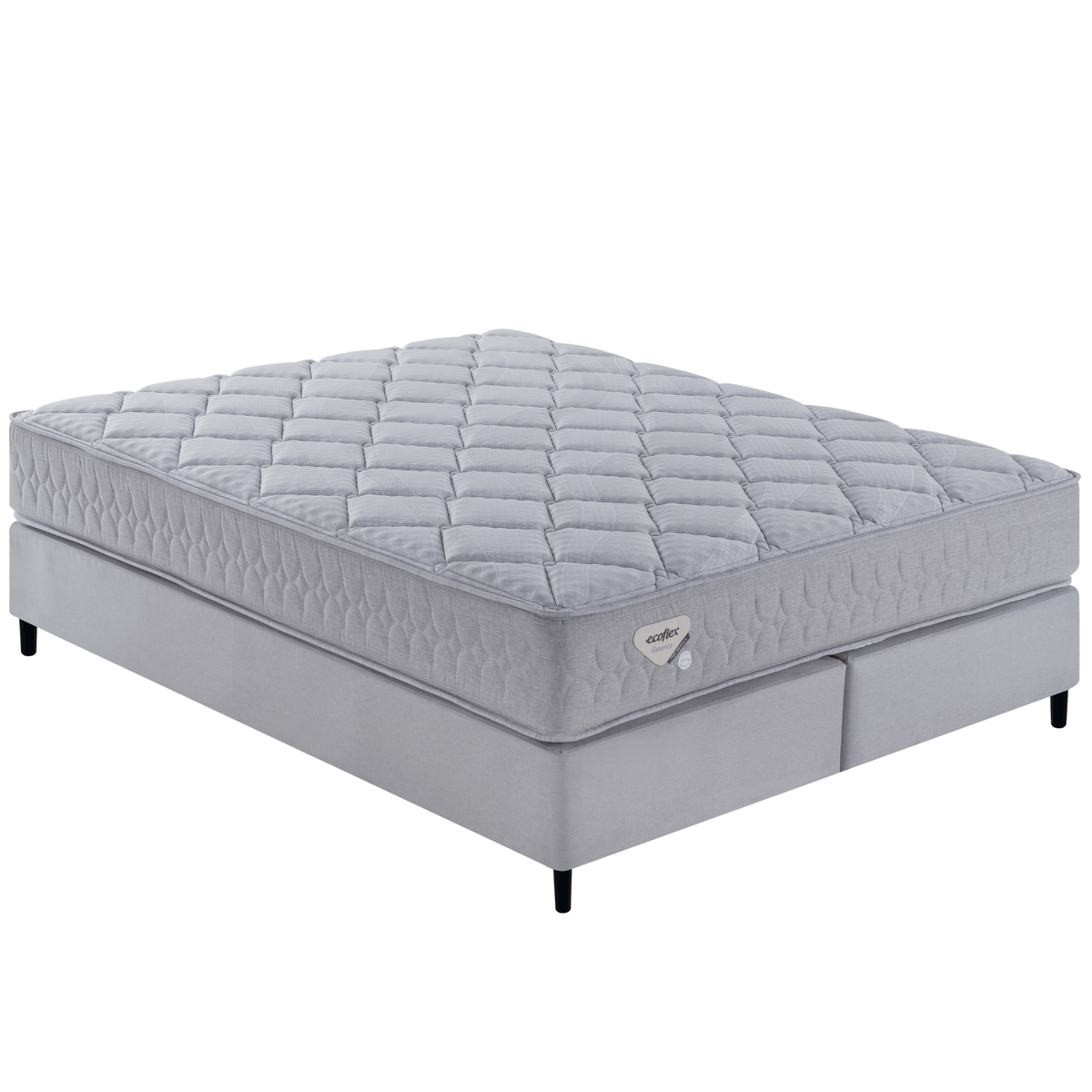 Conjunto Cama Box High Density II Queen Ecoflex 158x198x57cm Molas Superlastic Prata