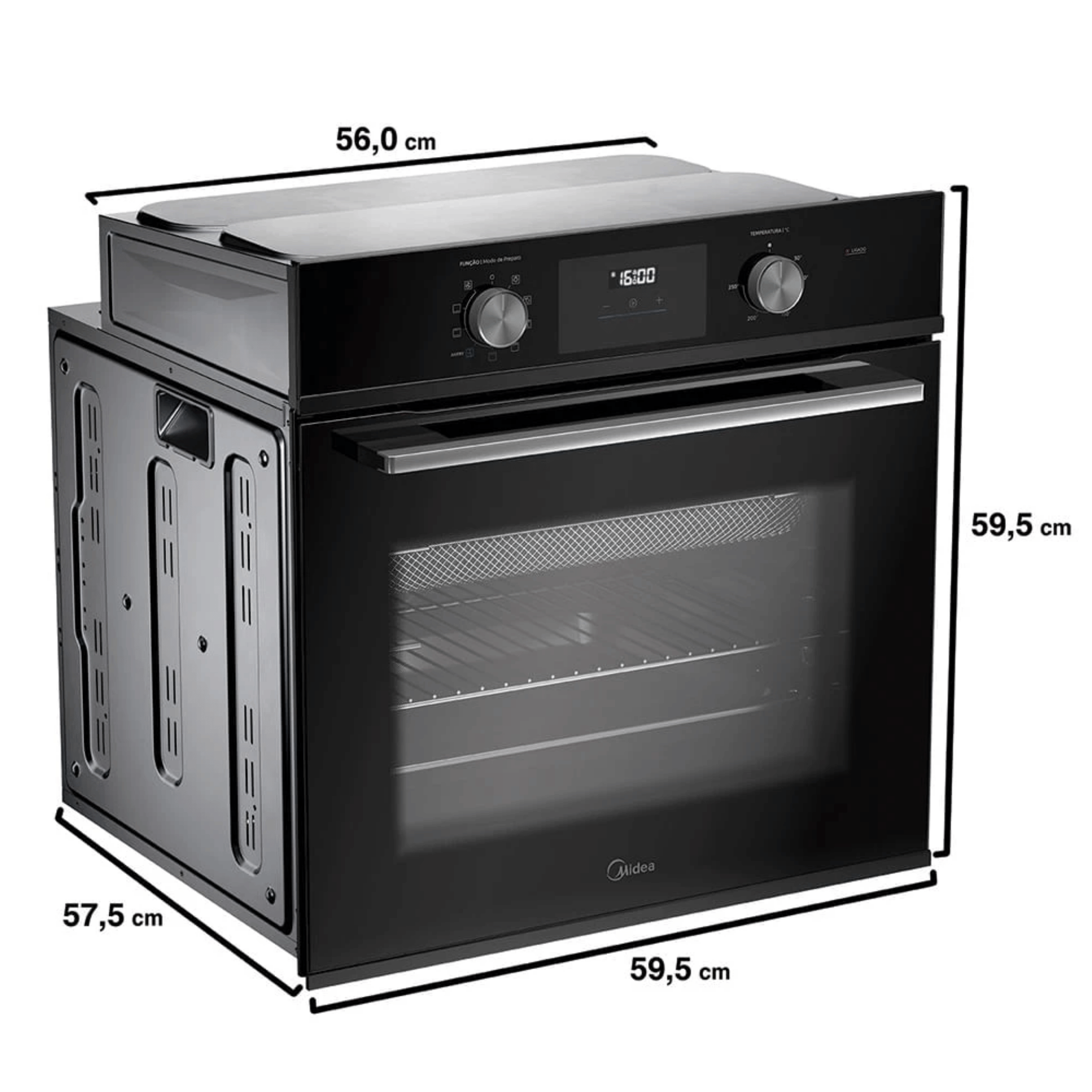 Kit Midea de Embutir Forno Elétrico 80L TSD80P2 + Micro-ondas 35L MGB35M2 Preto 220V