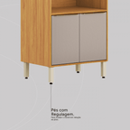 Paneleiro Torre Quente Plena Demóbile 100% MDF 70cm 4 Portas Cinamomo e Nude