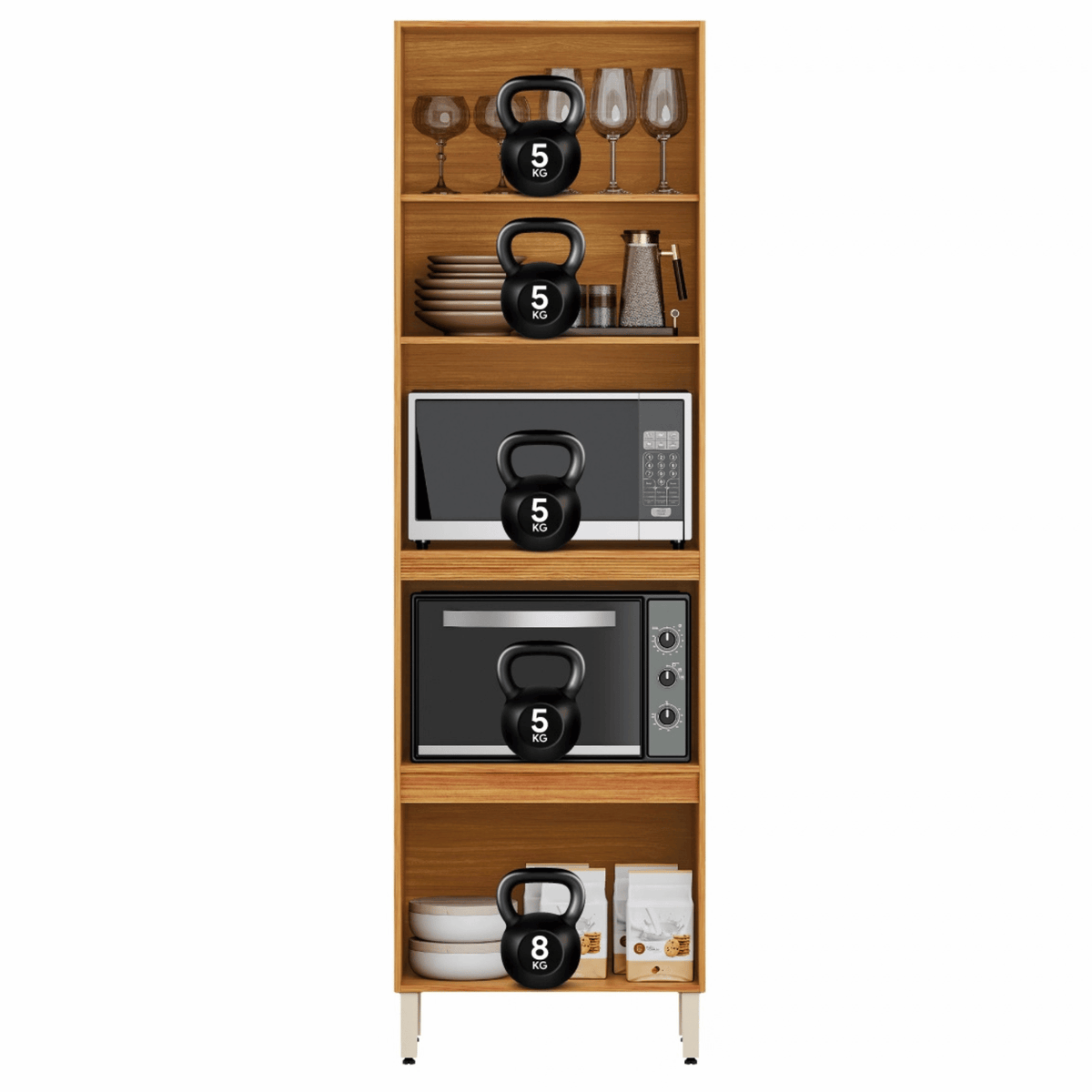 Paneleiro Torre Quente Plena Demóbile 100% MDF 70cm 4 Portas Cinamomo e Nude