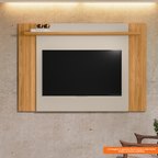 Painel Extensível Suspenso Tulum Linea para TV's até 55" com Prateleira Flex Tauari e Off White
